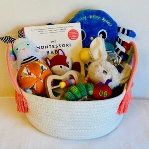 Montessori Gift Set for Baby; Montessori learning toys and book for parents